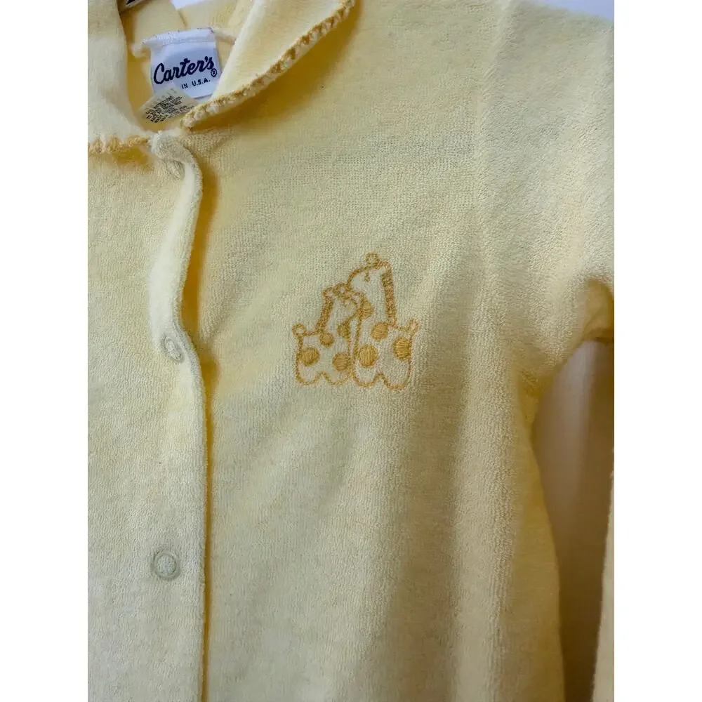 Vintage Carter’s Baby Terry Footie PJs yellow giraffe